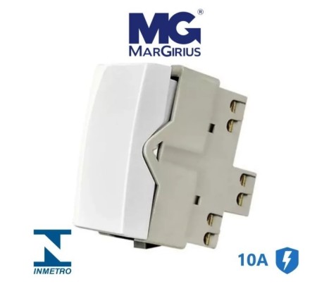 MOD INTERRUPTOR SIMPLES 10A BRANCA SLEEK MARGIRIUS